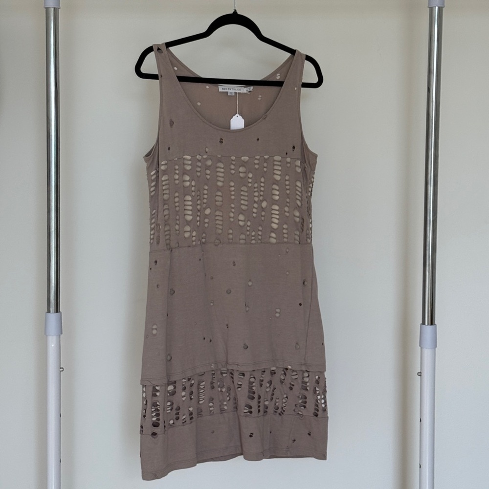 See By Chloe Brown Sleeveless Sheath Mini Dress